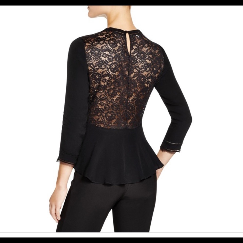 Rebecca Taylor Size 2 black Crepe Lace Top